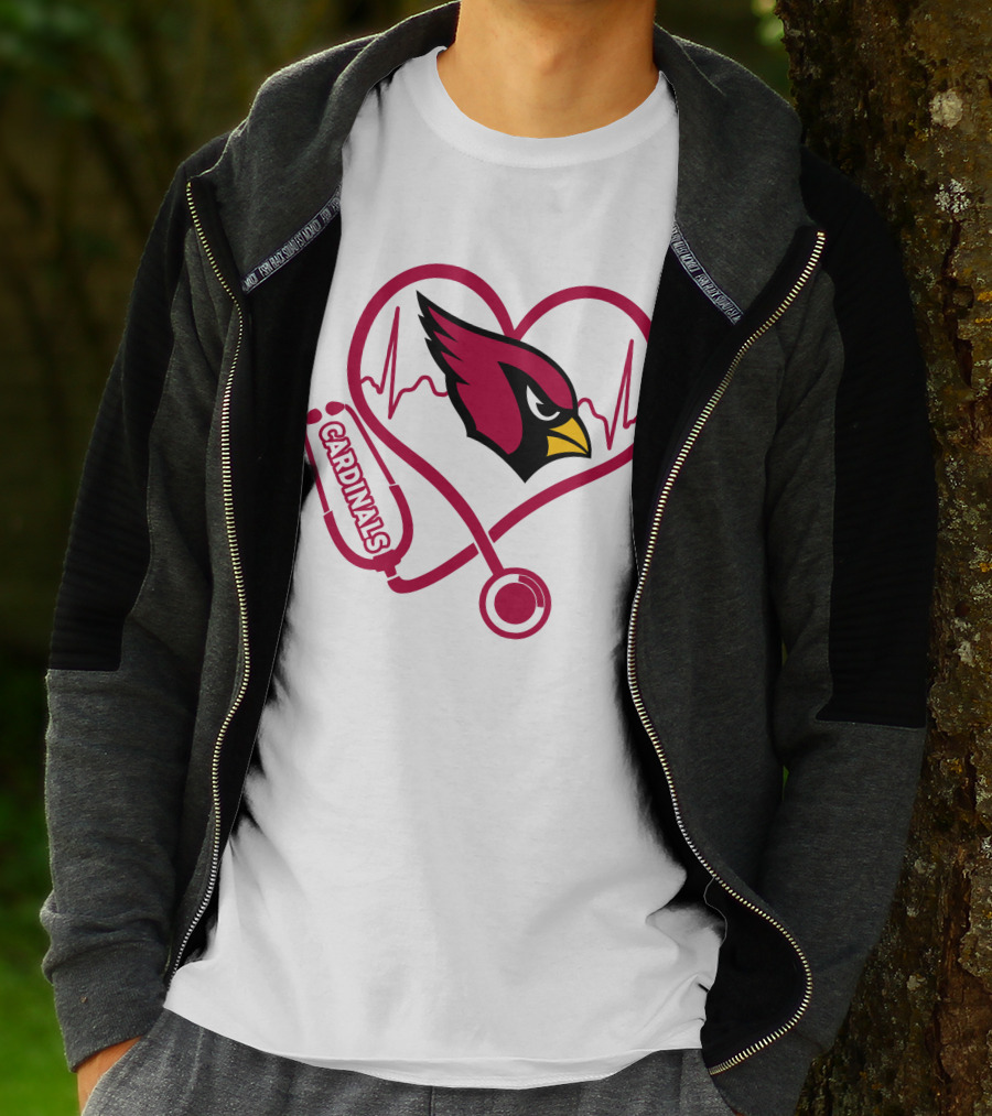 Arizona Cardinals Nurse Heartbeat Stethoscope T-Shirt