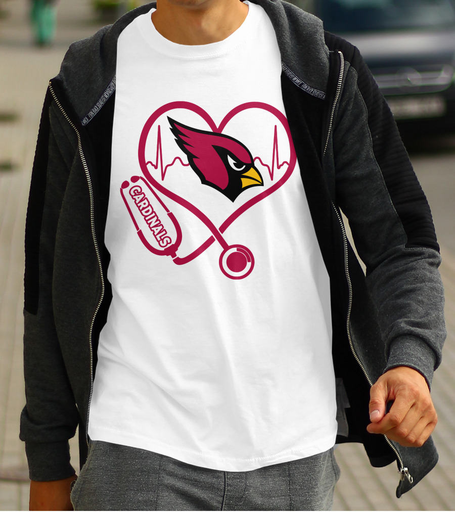 Arizona Cardinals Nurse Heartbeat Stethoscope T-Shirt