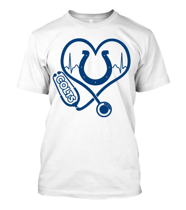 Nurse Love Colts Heartbeat Horseshoe Stethoscope T-Shirt