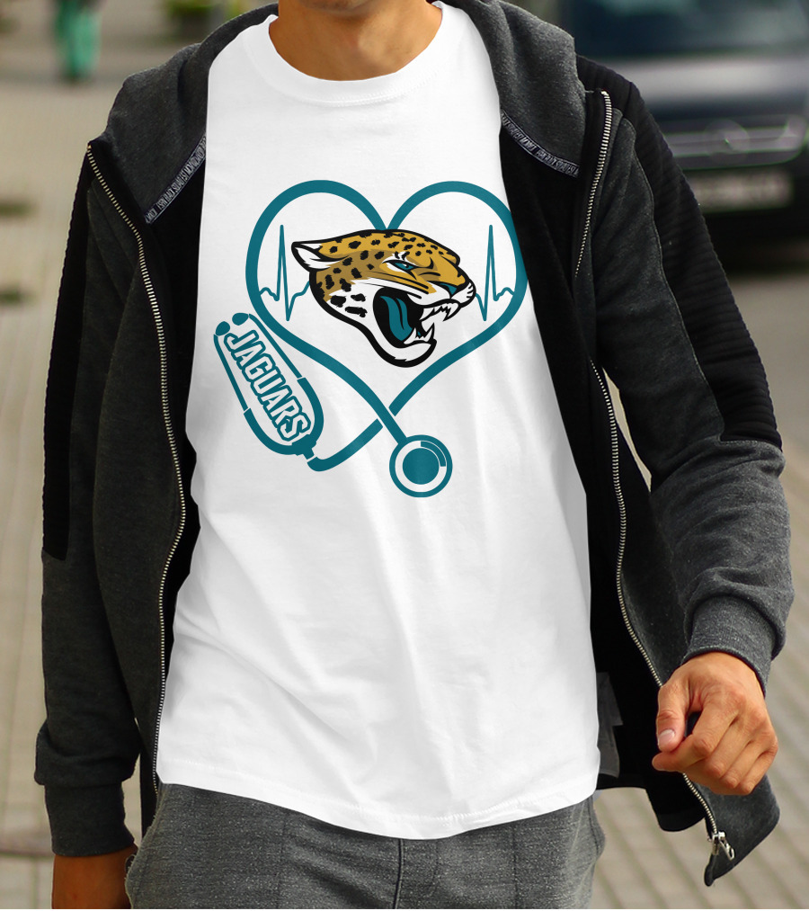 Nurse Love Jaguars Heartbeat T-Shirt