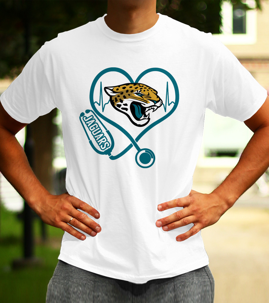 Nurse Love Jaguars Heartbeat T-Shirt