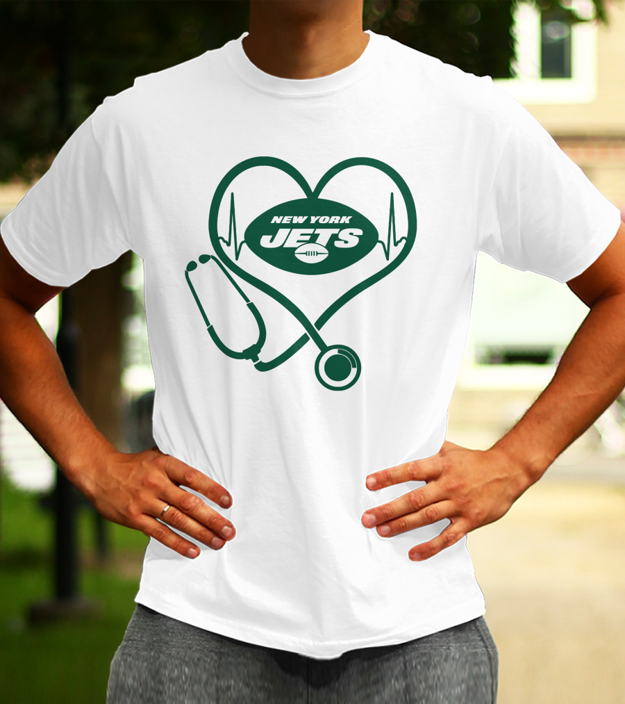 Nurse Heartbeat New York Jets Stethoscope T-Shirt