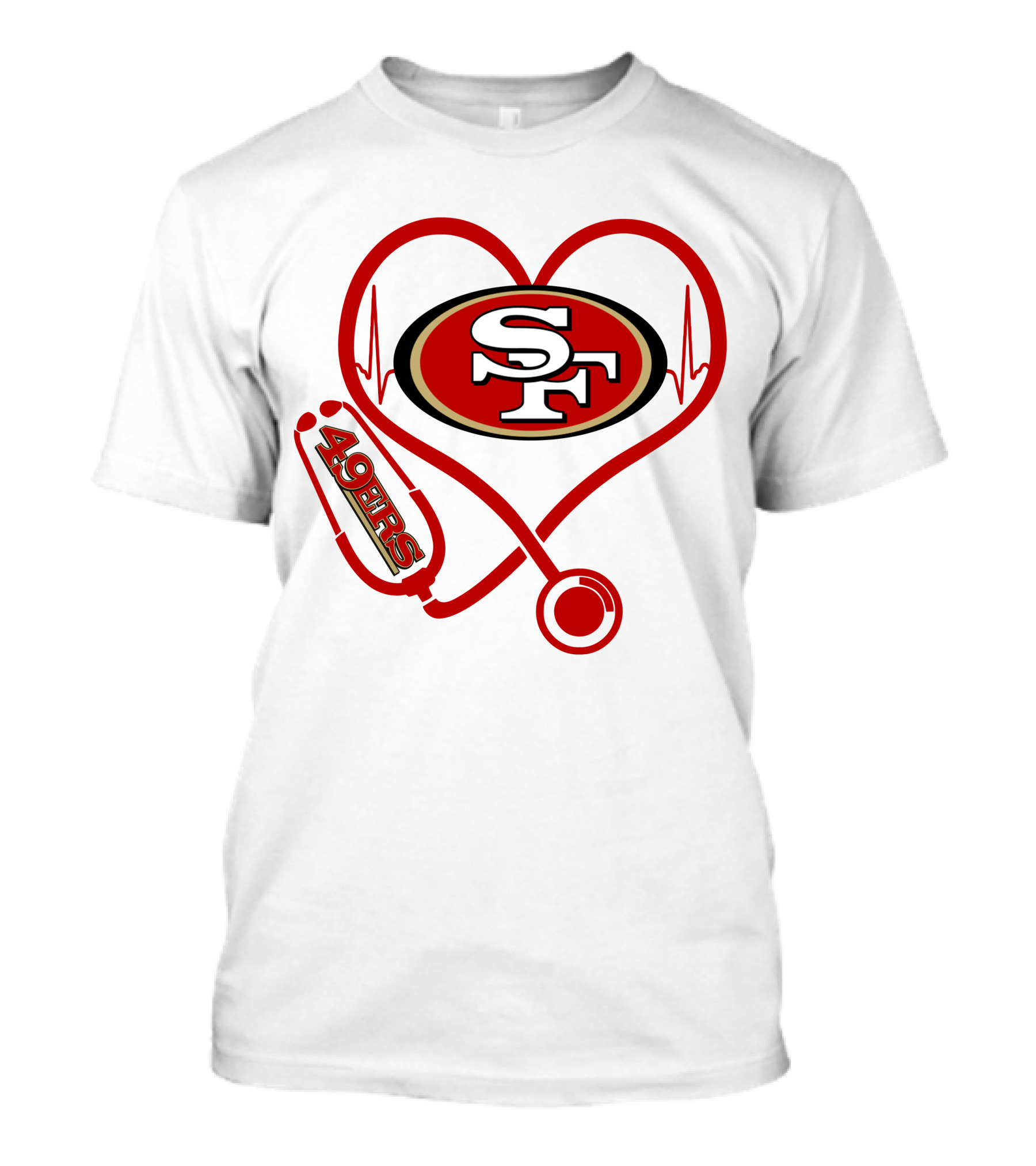 San Francisco 49ers Nurse Heartbeat Love Stethoscope T-Shirt