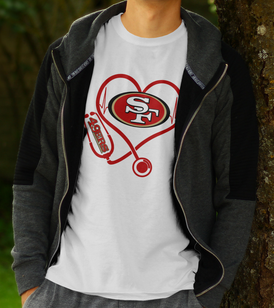 San Francisco 49ers Nurse Heartbeat Love Stethoscope T-Shirt