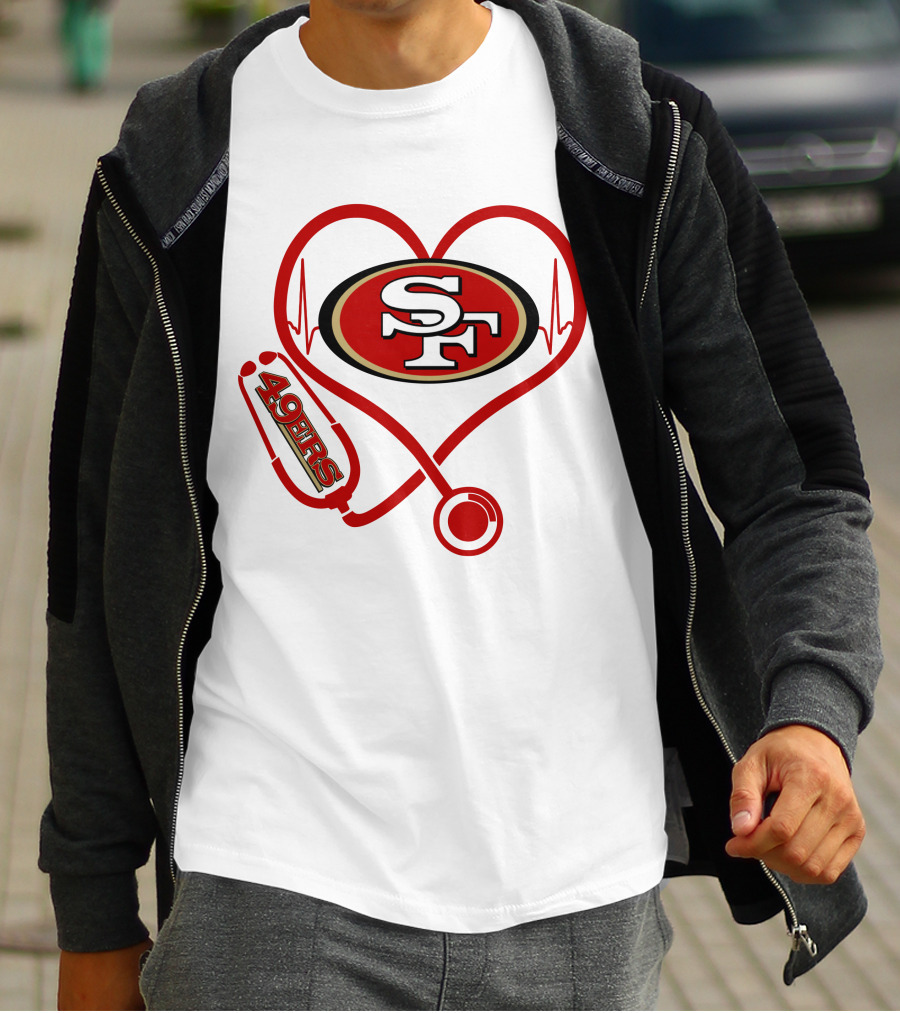 San Francisco 49ers Nurse Heartbeat Love Stethoscope T-Shirt
