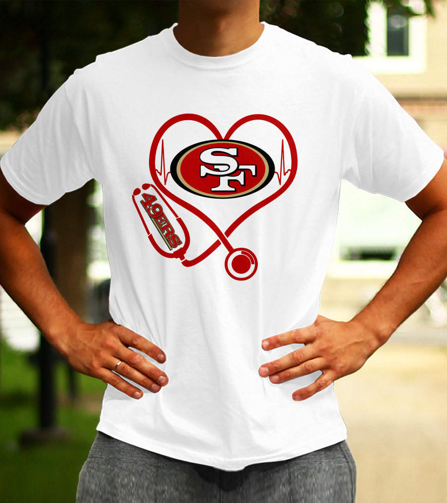 San Francisco 49ers Nurse Heartbeat Love Stethoscope T-Shirt
