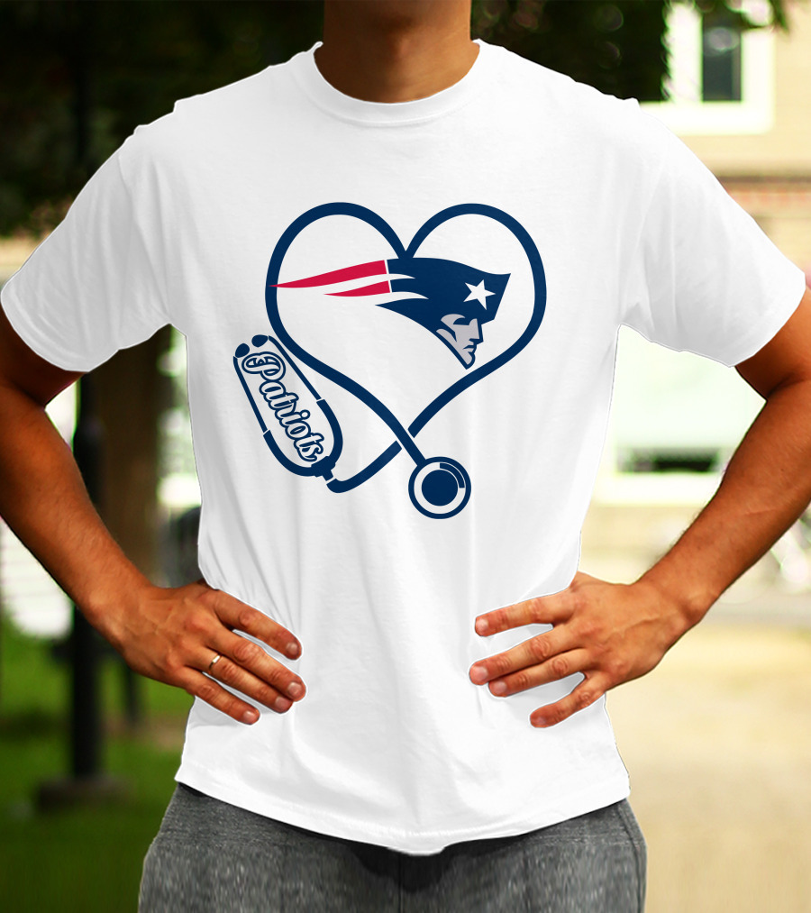 Nurse Heart Stethoscope New England Patriots T-Shirt