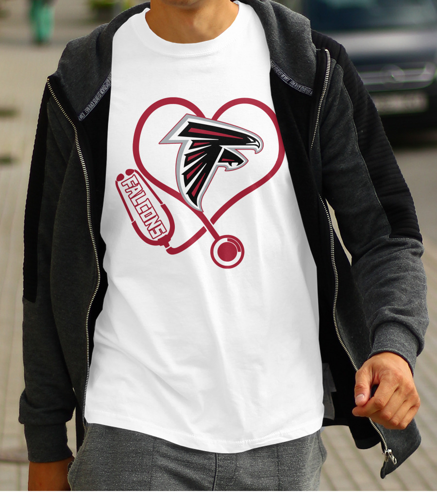 Atlanta Falcons Nurse Heart Stethoscope Love T-Shirt