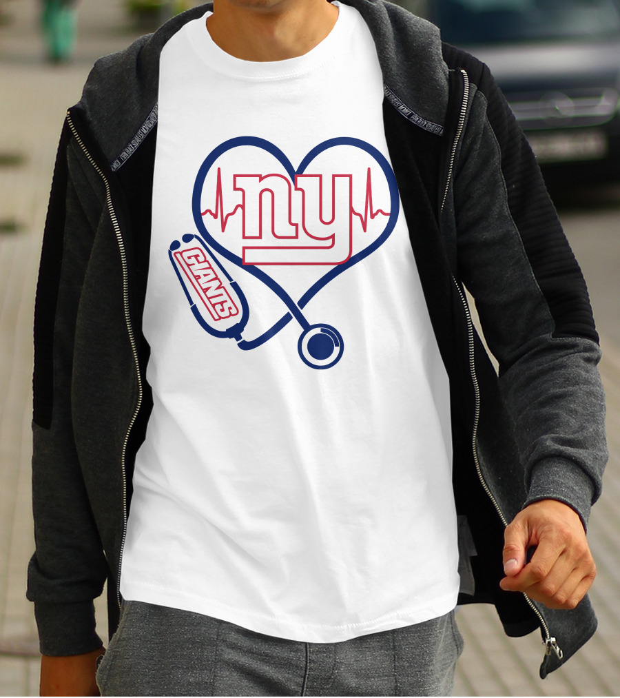 Nurse Heartbeat NY Giants Stethoscope T-Shirt