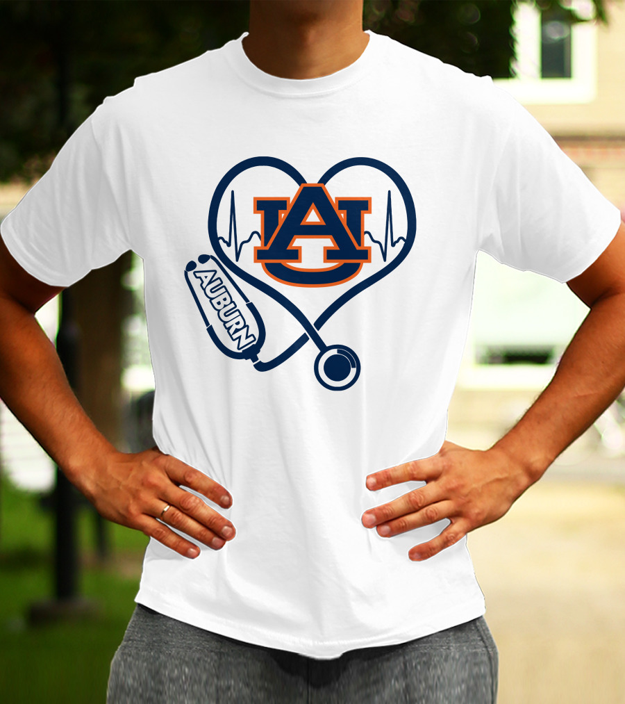 Auburn Tigers Nurse Heartbeat Stethoscope Love T-Shirt