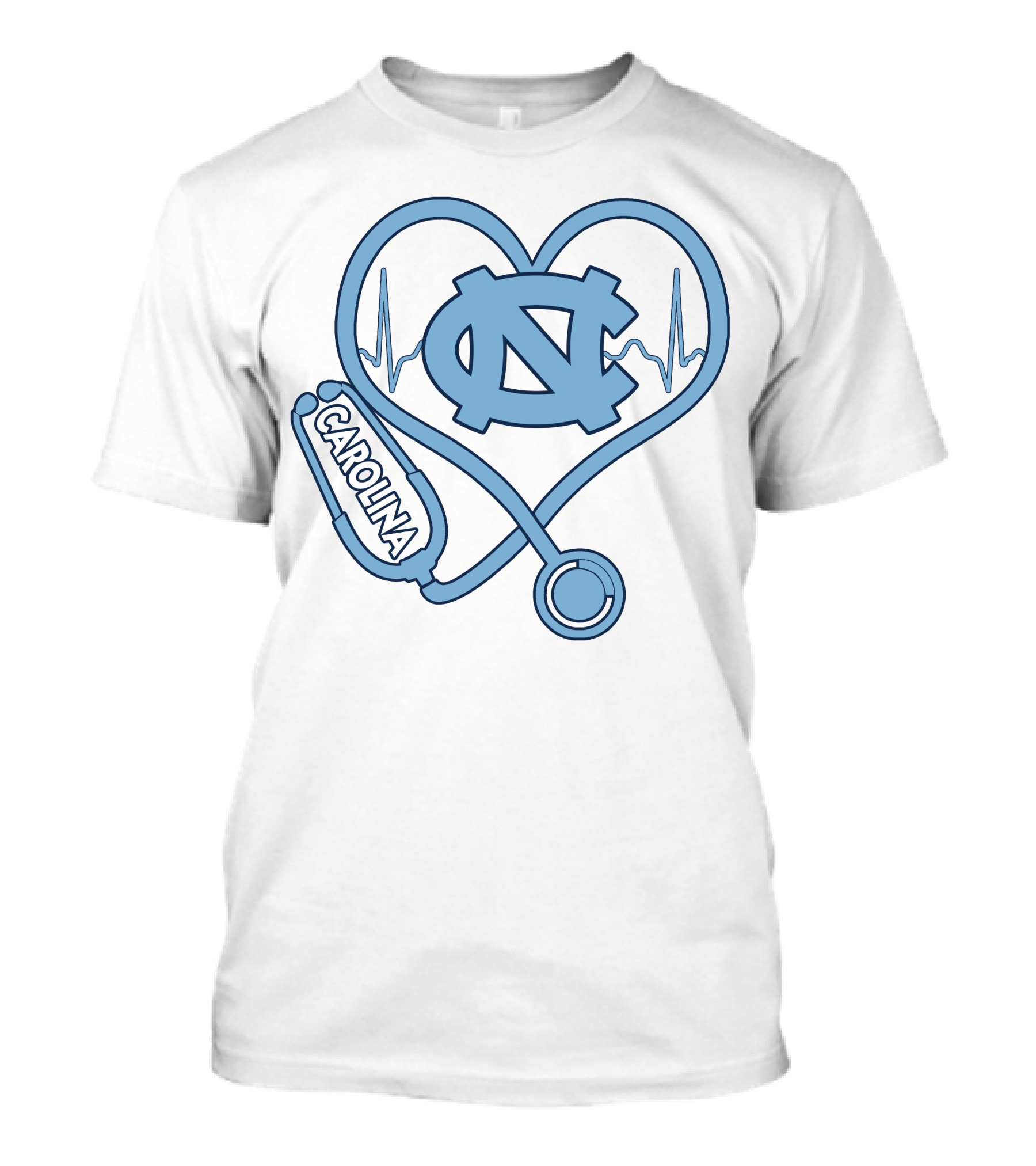 Nurse Love Carolina Heartbeat North Carolina Tar Heels T-Shirt