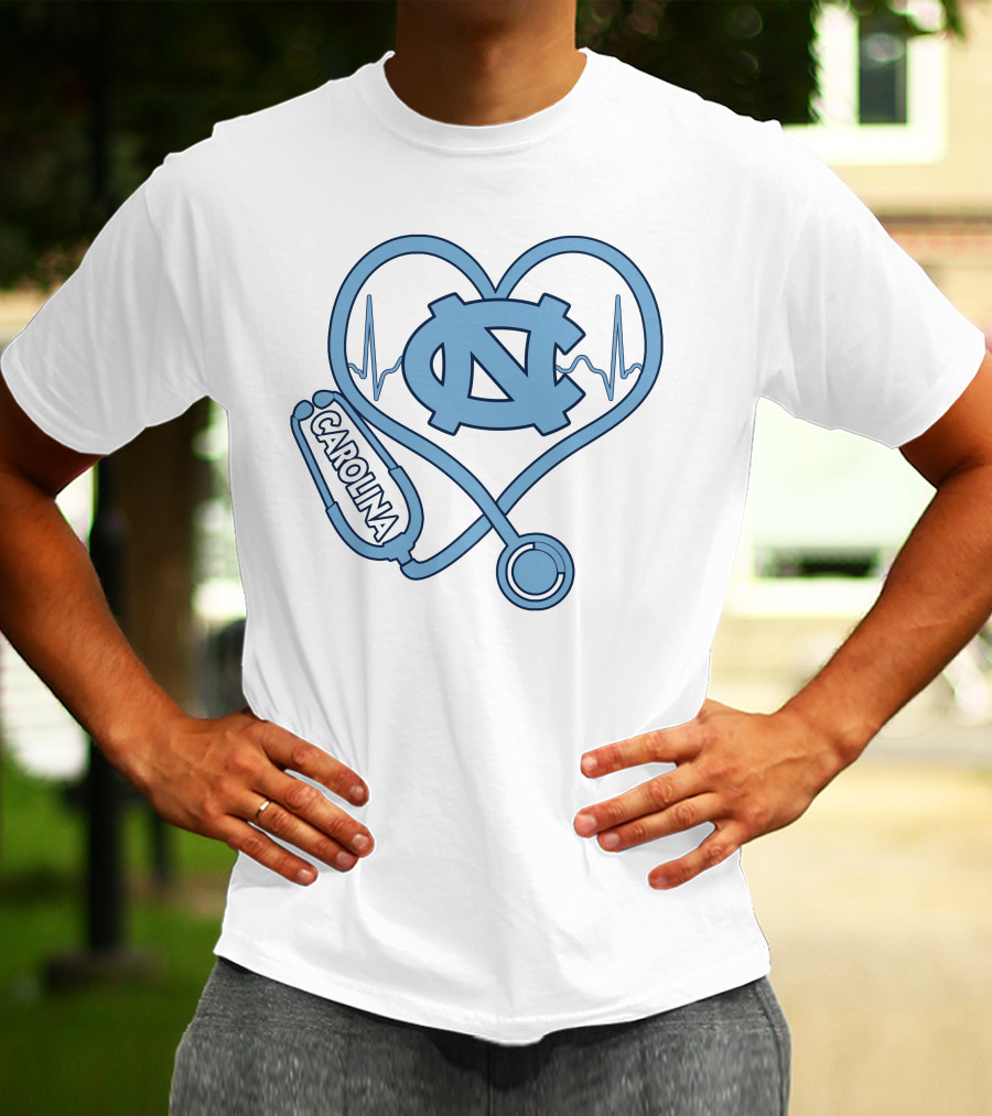 Nurse Love Carolina Heartbeat North Carolina Tar Heels T-Shirt