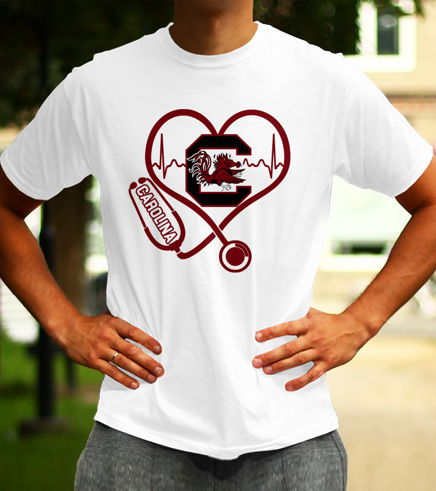 South Carolina Gamecocks Nurse Stethoscope Heartbeat T-Shirt