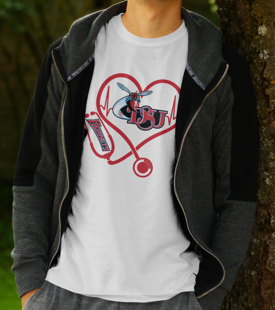 Nurse Love DSU Hornets Heartbeat Stethoscope T-Shirt