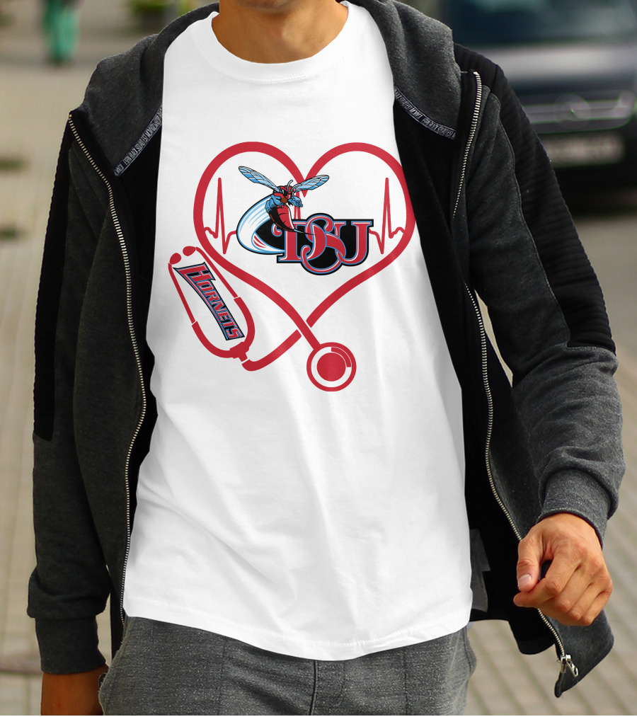 Nurse Love DSU Hornets Heartbeat Stethoscope T-Shirt