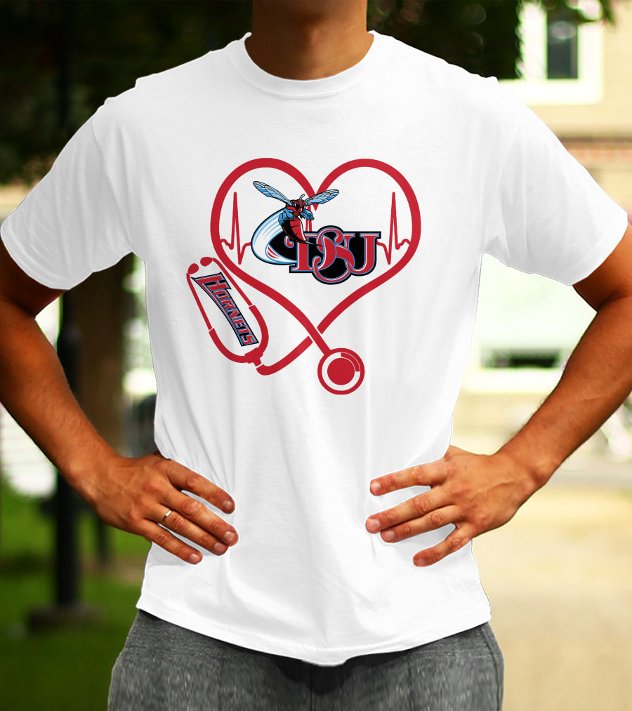Nurse Love DSU Hornets Heartbeat Stethoscope T-Shirt