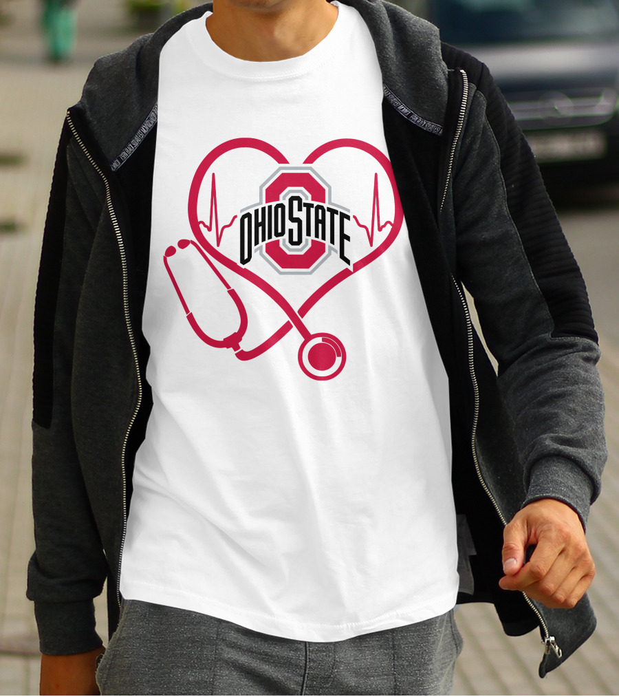 Ohio State Buckeyes Nurse Heartbeat Stethoscope T-Shirt