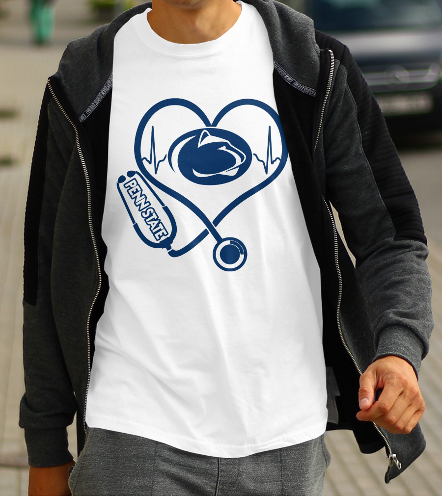 Penn State Nittany Lions Nurse Heartbeat Stethoscope Love T-Shirt