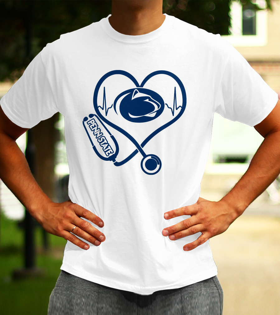 Penn State Nittany Lions Nurse Heartbeat Stethoscope Love T-Shirt