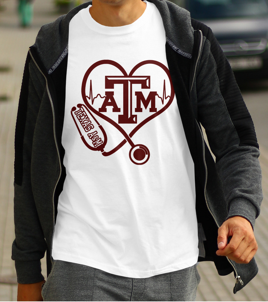Texas A&M Aggies Nurse Heartbeat Stethoscope T-Shirt
