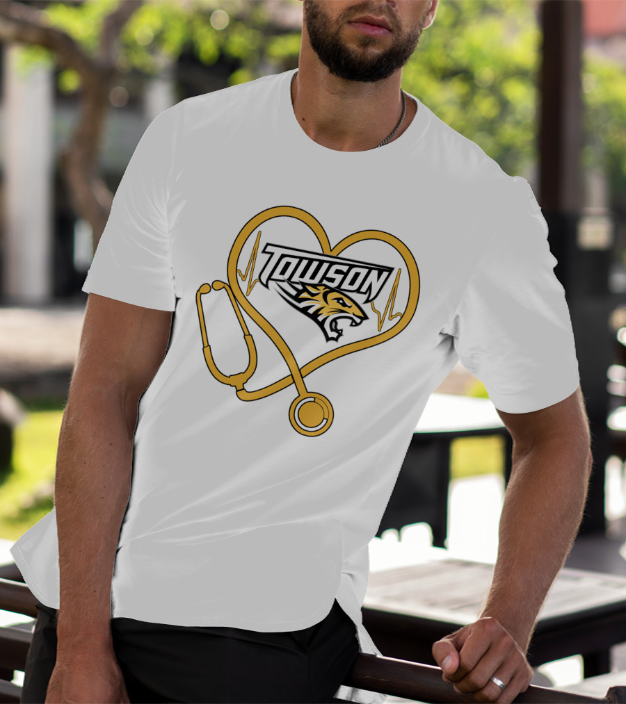 Nurse Love Towson Tigers Heart Stethoscope T-Shirt