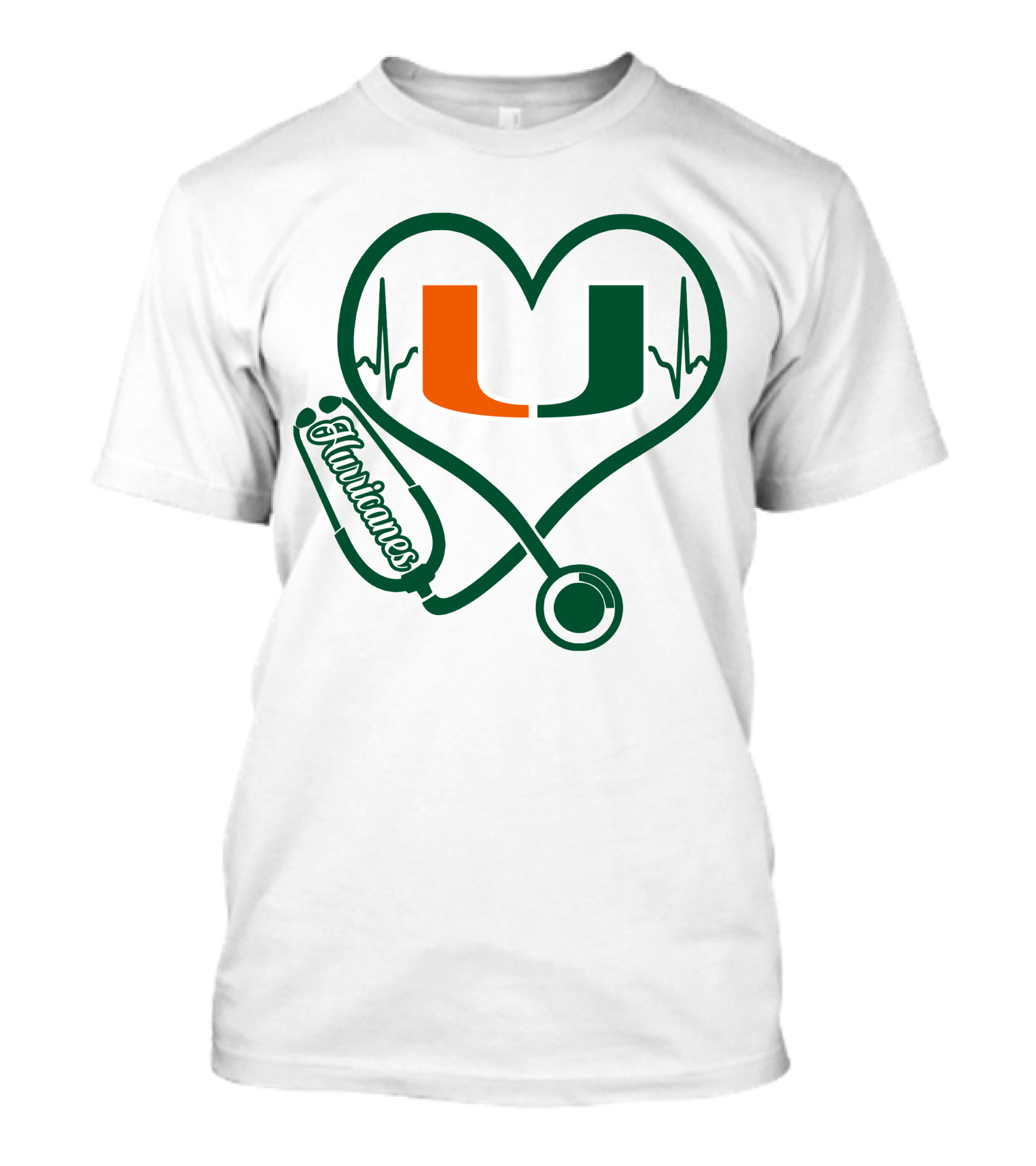 Nurse Love Miami Hurricanes Heartbeat Stethoscope U T-Shirt