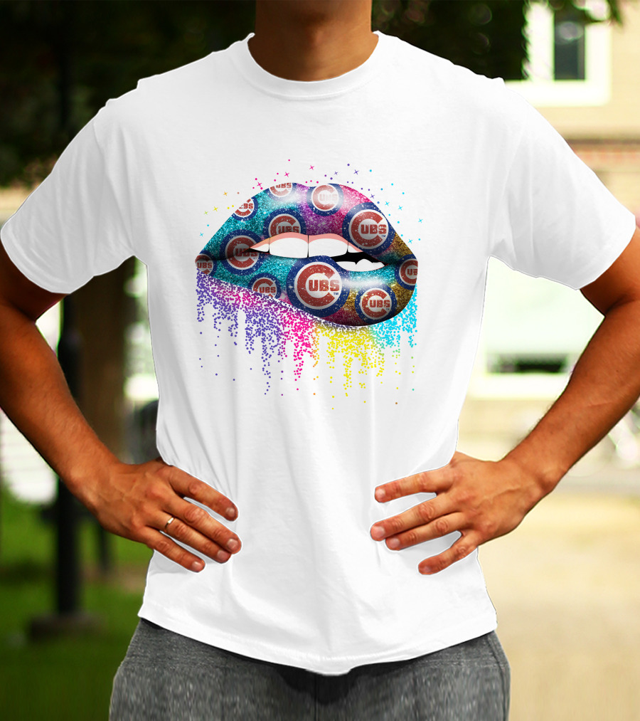 Chicago Cubs Lips Glitter T-Shirt