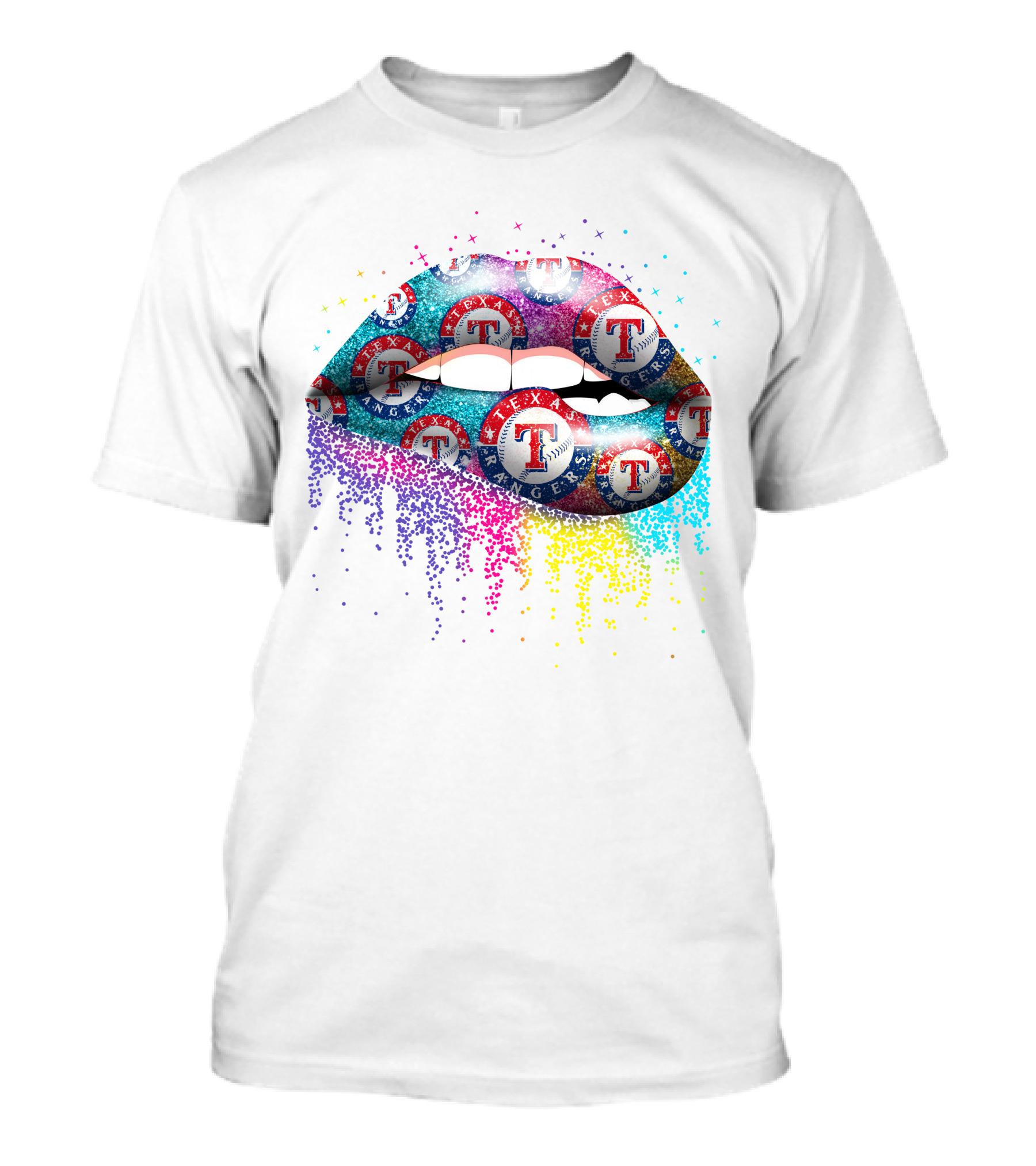 Texas Rangers Logo Pattern Lips T-Shirt