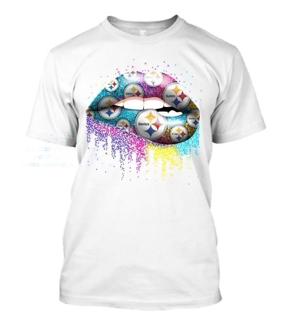 Lips Glitter Pittsburgh Steelers Multicolor Logo T-Shirt