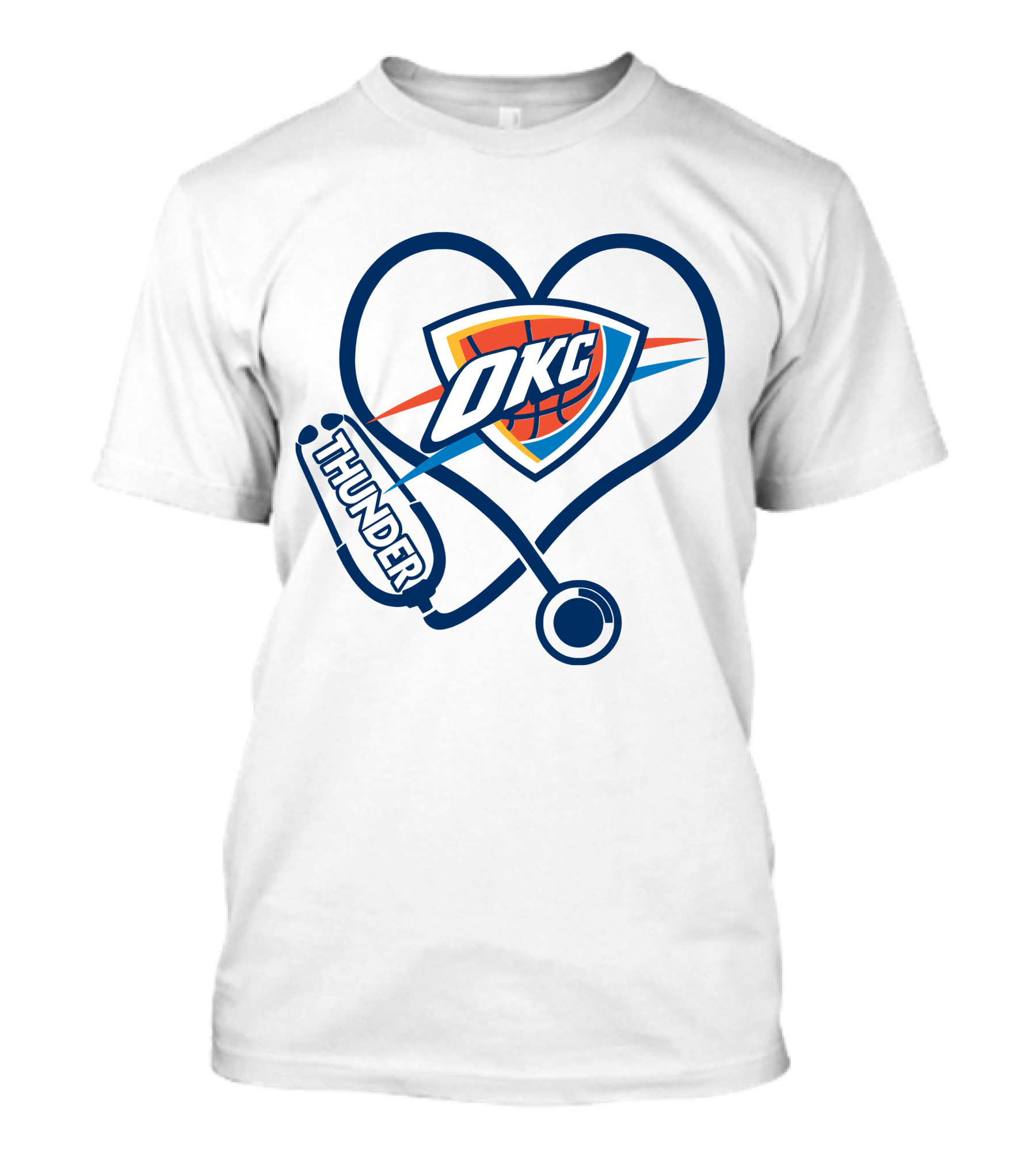 Oklahoma City Thunder Okc Heart Nurse Stethoscope T-Shirt