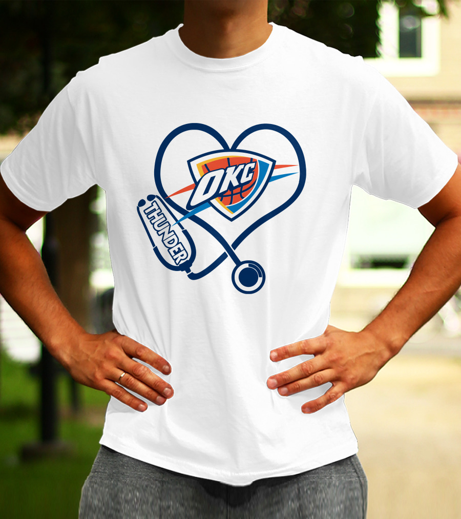 Oklahoma City Thunder Okc Heart Nurse Stethoscope T-Shirt