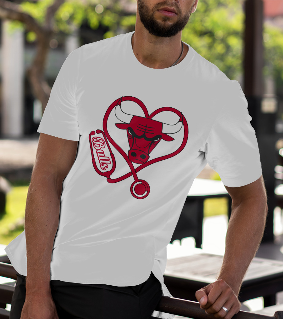 Chicago Bulls Nurse Heart Stethoscope T-Shirt