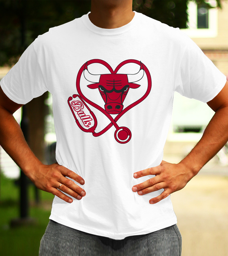 Chicago Bulls Nurse Heart Stethoscope T-Shirt