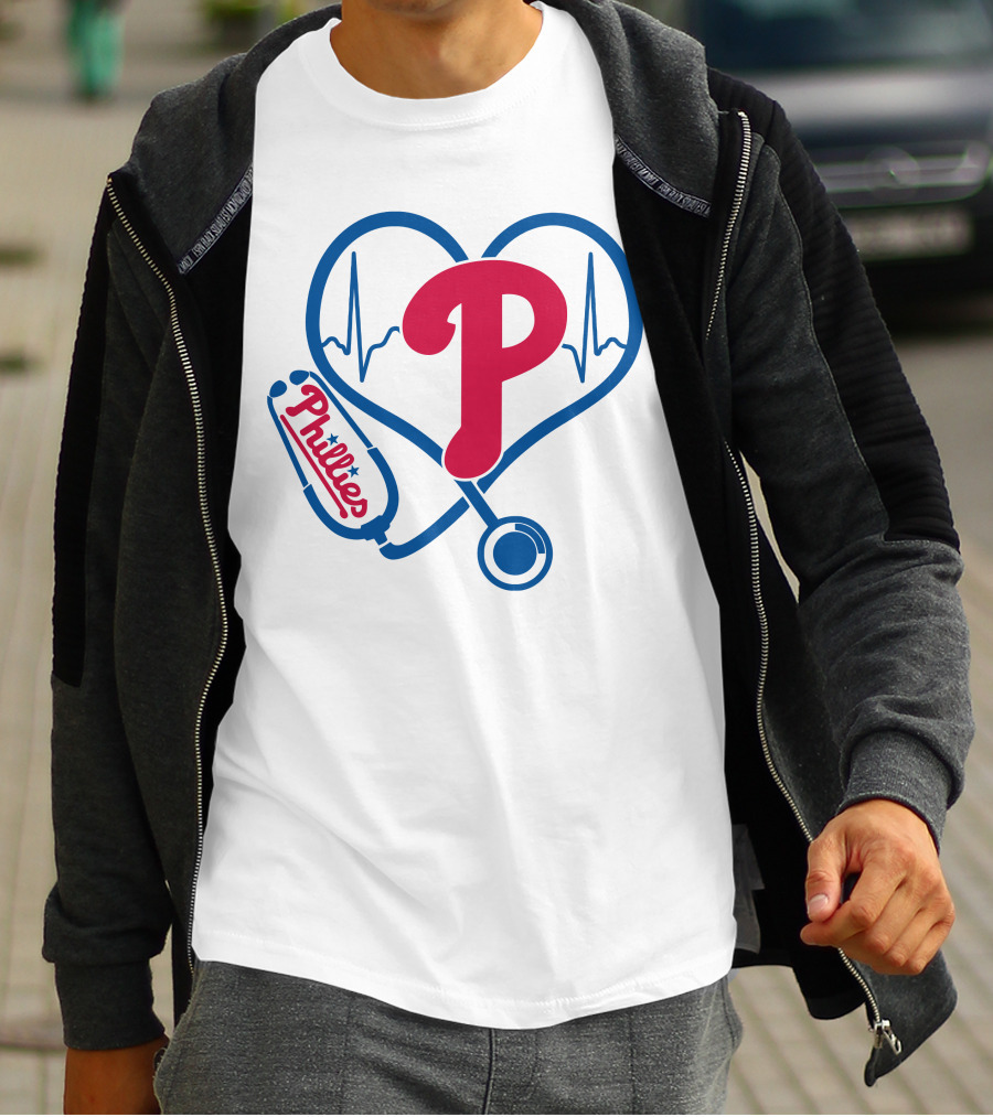 Philadelphia Phillies Nurse Heartbeat Stethoscope T-Shirt