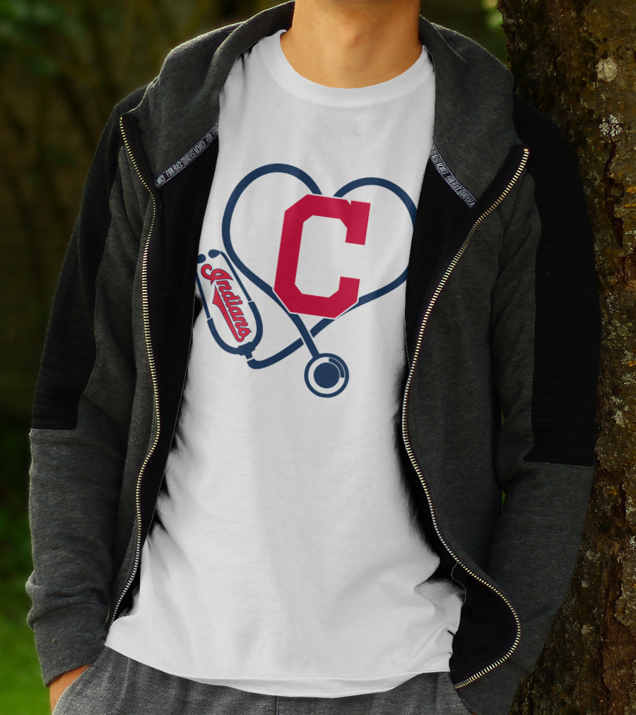Cleveland Indians Nurse Heart With Stethoscope T-Shirt