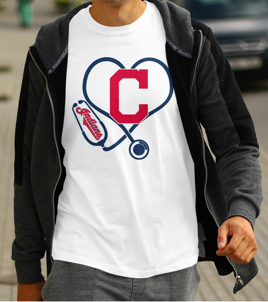 Cleveland Indians Nurse Heart With Stethoscope T-Shirt