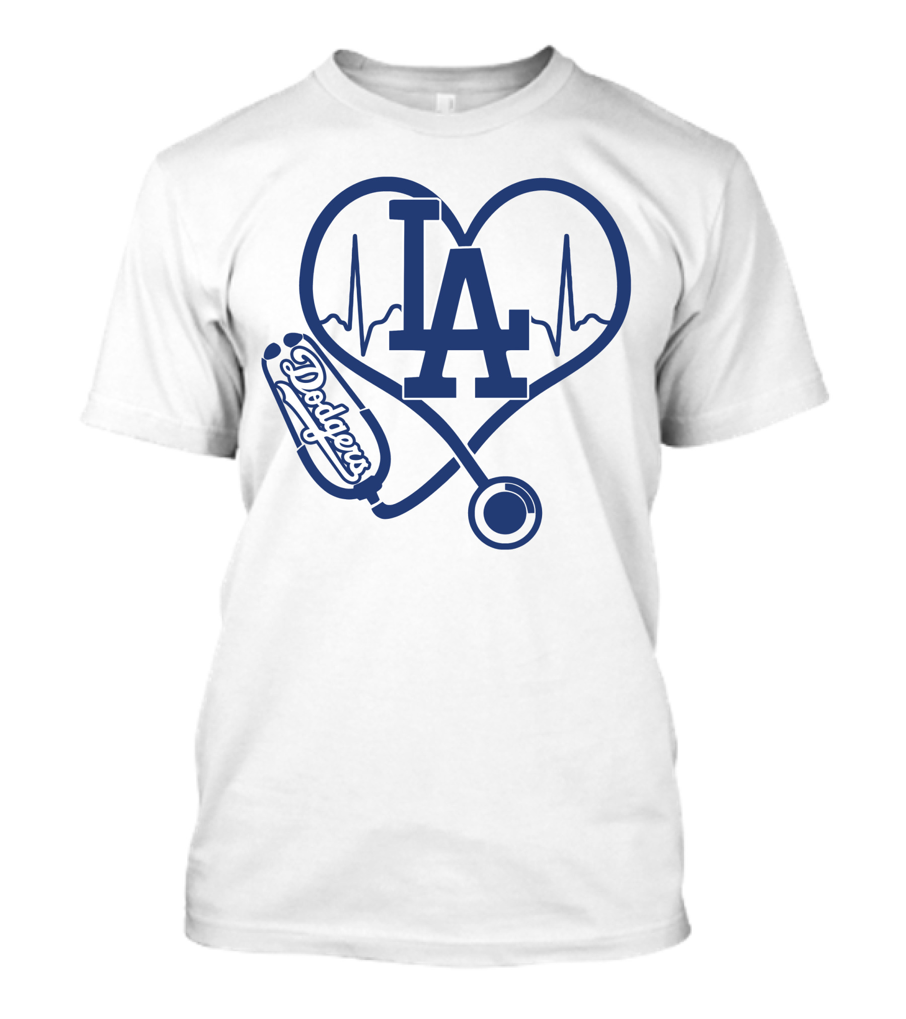 Nurse Heartbeat Los Angeles Dodgers Stethoscope T-Shirt