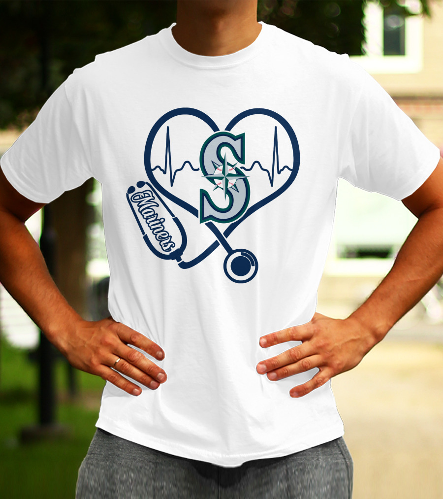 Seattle Mariners Nurse Heartbeat Stethoscope T-Shirt