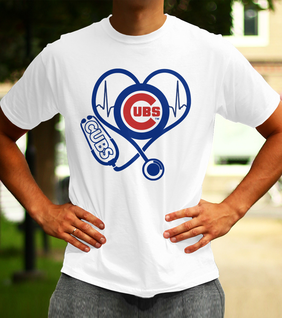 Cubs Heartbeat Nurse Stethoscope Chicago Cubs T-Shirt