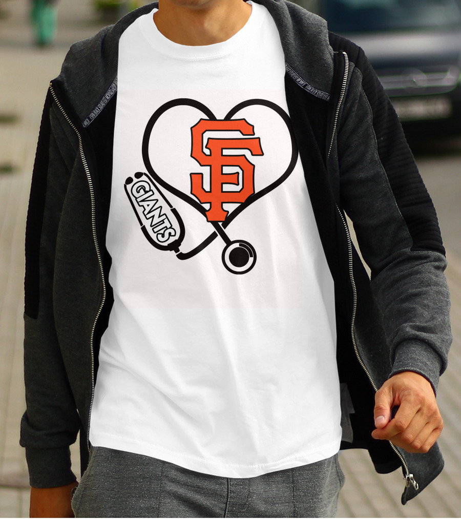 San Francisco Giants Nurse Love Heart Stethoscope T-Shirt