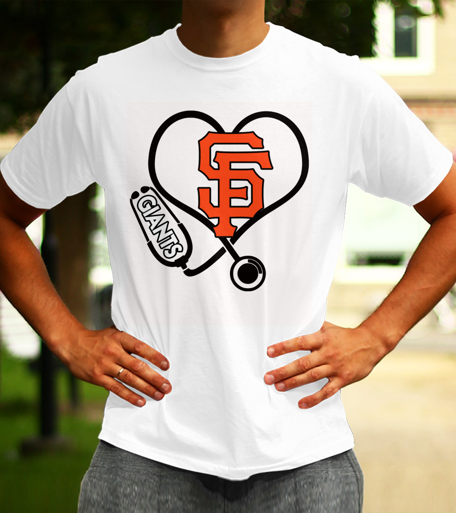 San Francisco Giants Nurse Love Heart Stethoscope T-Shirt