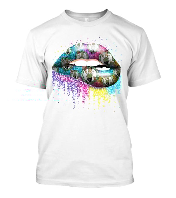 Boston Celtics Glitter Lips T-Shirt