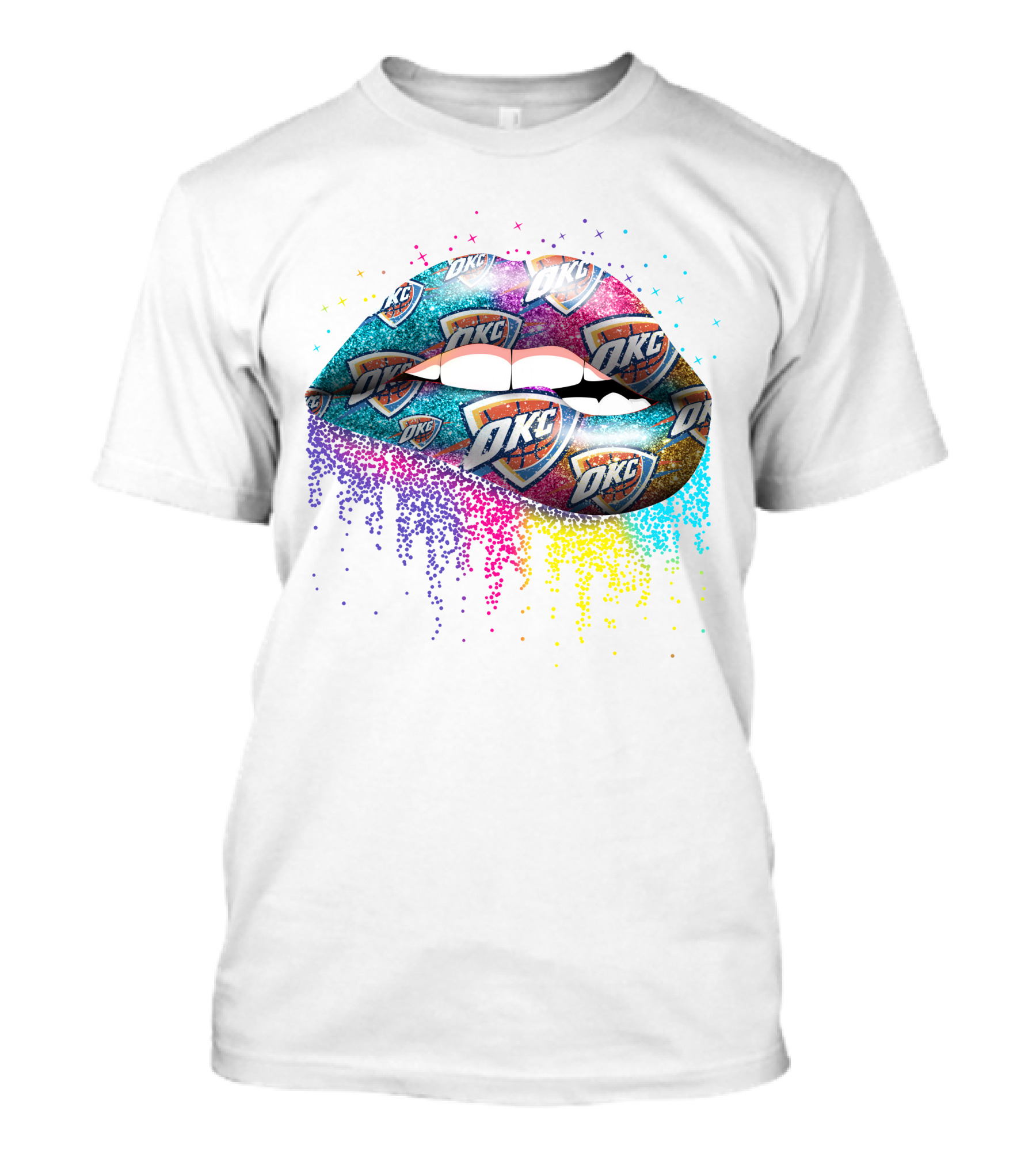 Oklahoma City Thunder Lips Rainbow Logo Elements T-Shirt