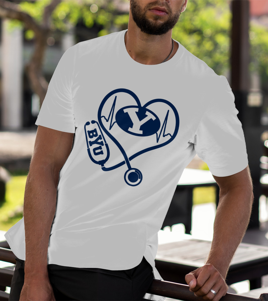 Nurse Love BYU Heartbeat Stethoscope T-Shirt
