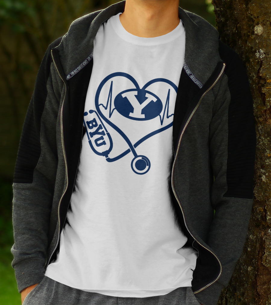 Nurse Love BYU Heartbeat Stethoscope T-Shirt