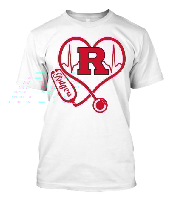 Rutgers Scarlet Knights Nurse Love Stethoscope Heartbeat T-Shirt