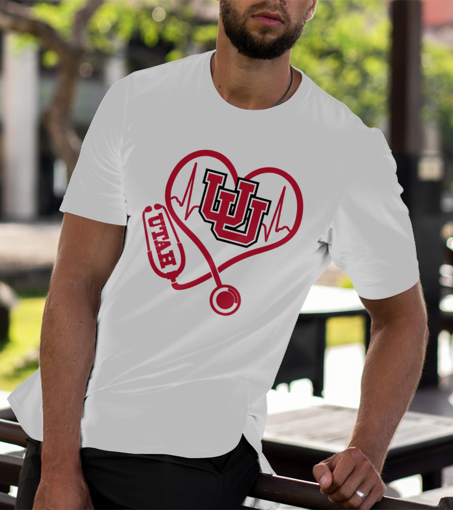 Utah Utes Nurse Heartbeat Stethoscope T-Shirt
