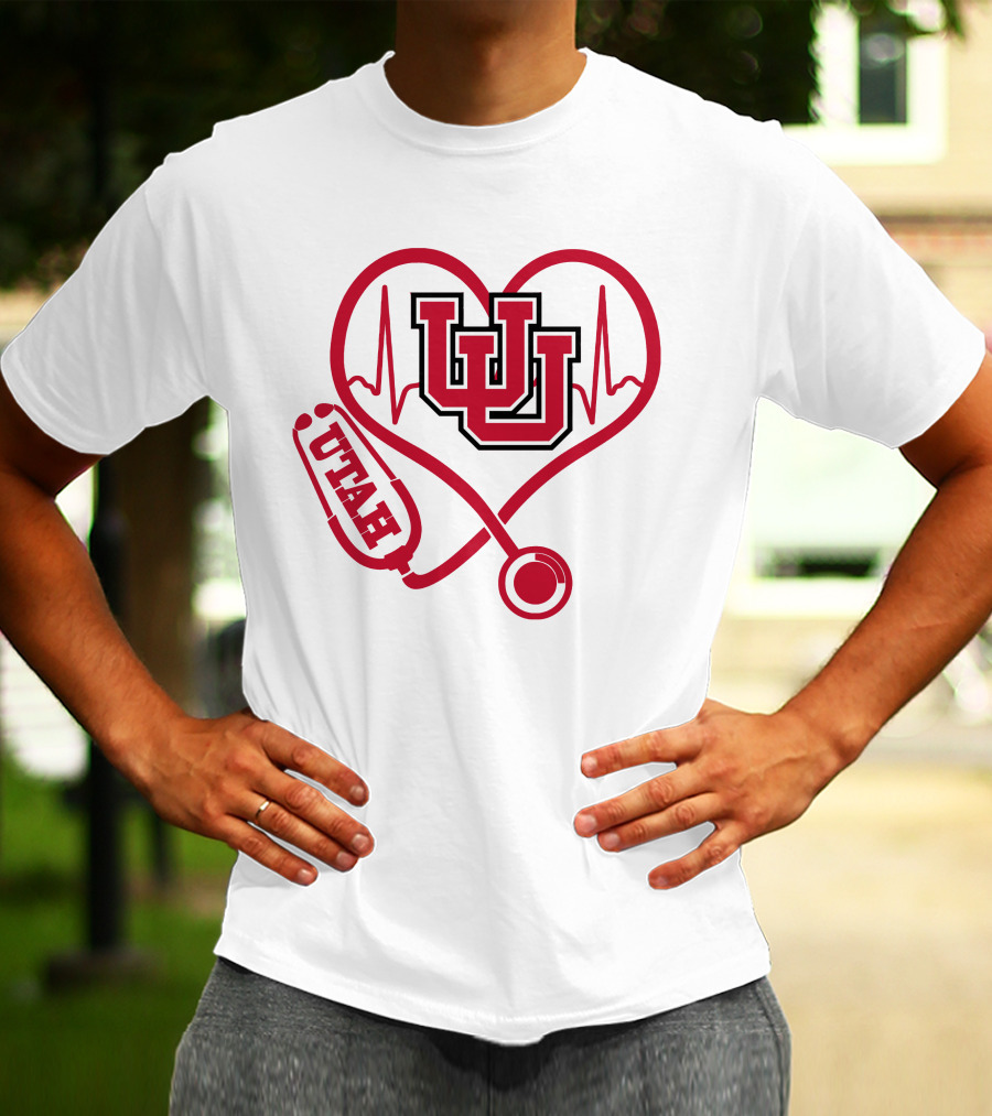 Utah Utes Nurse Heartbeat Stethoscope T-Shirt