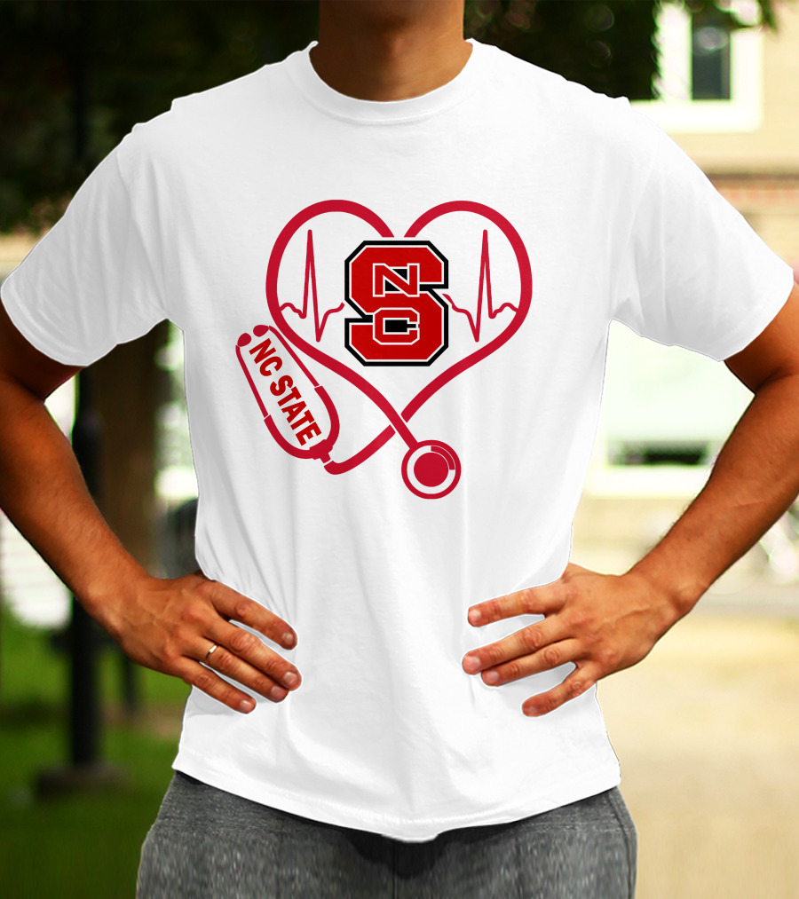 Nc State Wolfpack Heartbeat Nurse Love T-Shirt
