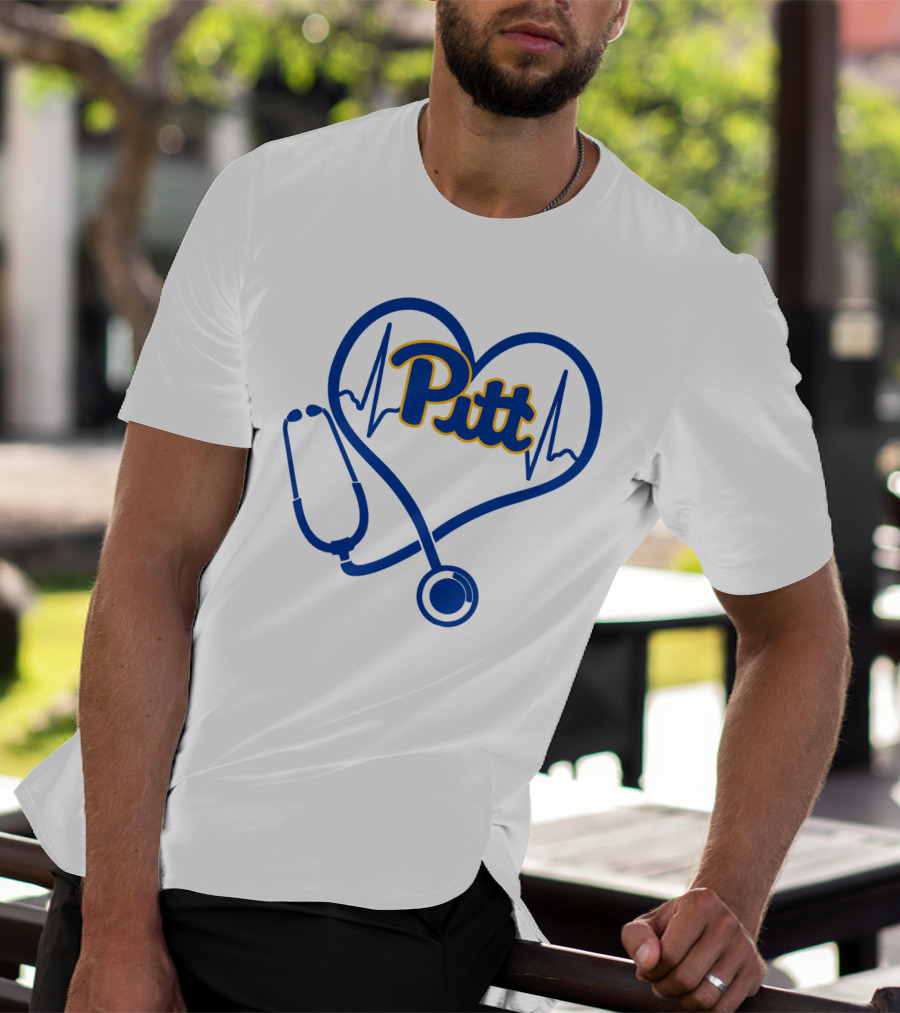 Pittsburgh Panthers Nurse Heartbeat Stethoscope Pitt T-Shirt